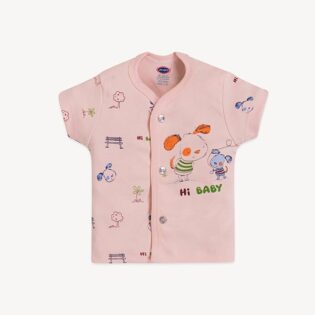 Front Open Half Sleeve Cotton Baby Suit with Cartoon Print - Image 13