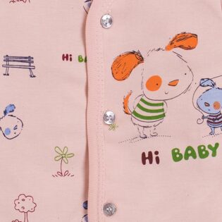 Front Open Half Sleeve Cotton Baby Suit with Cartoon Print - Image 2