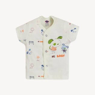 Front Open Half Sleeve Cotton Baby Suit with Cartoon Print - Image 5
