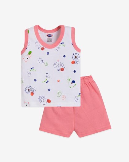 Unisex Cotton Night Dress Set for Infants (Jungle Animal Theme)