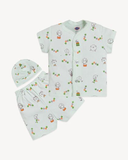 Newborn Half Sleeve T-Shirt & Pant with Cap for Boys