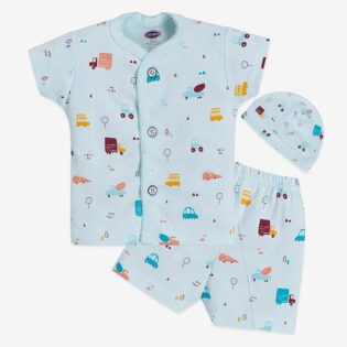 Half Sleeves T Shirt & Shorts with Cap for Baby Boy (Travel Theme Prints) - Image 4