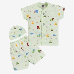 Half Sleeves T Shirt & Shorts with Cap for Baby Boy (Travel Theme Prints)