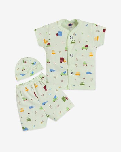 Half Sleeves T Shirt & Shorts with Cap for Baby Boy (Travel Theme Prints)