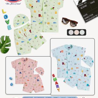 Half Sleeves T Shirt & Shorts with Cap for Baby Boy (Travel Theme Prints) - Image 12