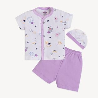 Newborn Cotton Suit Combo – Front Open with Cap