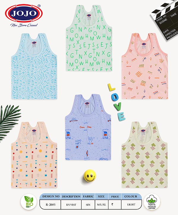 Baby Boys Sleeveless Cotton Vests Printed RN Tank Tops - Image 5
