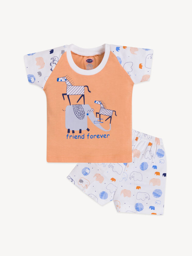 Zebra & Elephant Printed Baby Set - T-Shirt, Vest & Shorts - Image 4
