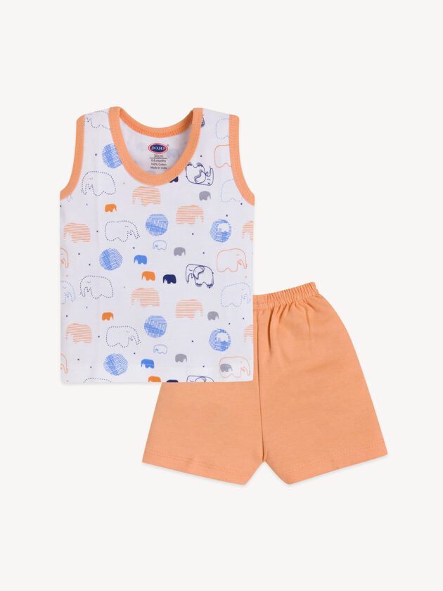 Zebra & Elephant Printed Baby Set - T-Shirt, Vest & Shorts - Image 5