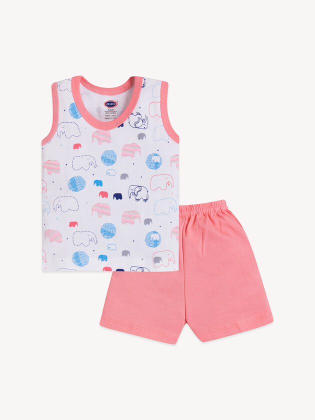 Zebra & Elephant Printed Baby Set - T-Shirt, Vest & Shorts - Image 7