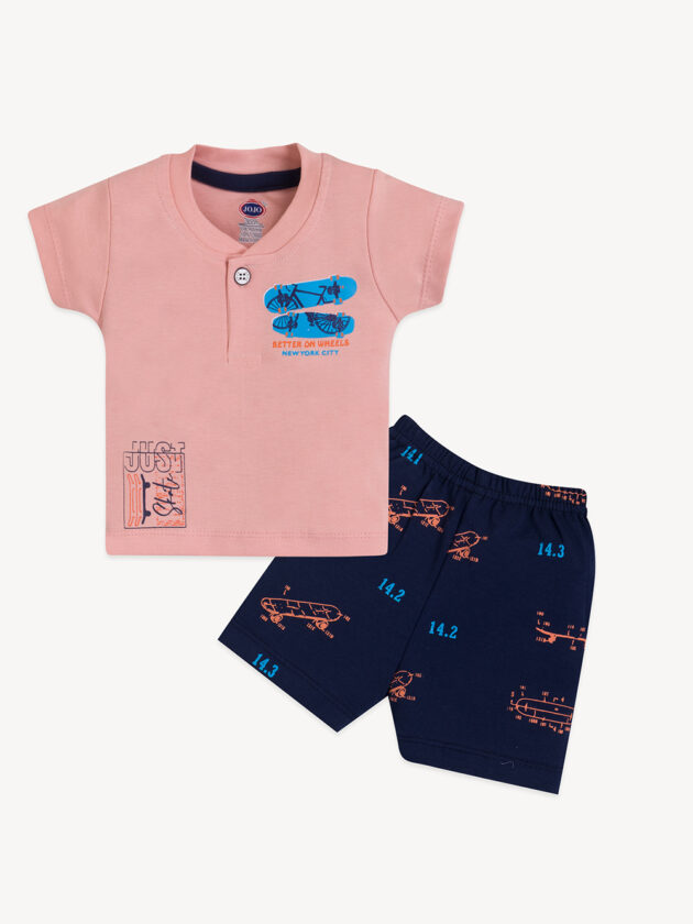 Bike & Skateboard Printed Baby Boys Cotton Half Sleeve Set - Image 2