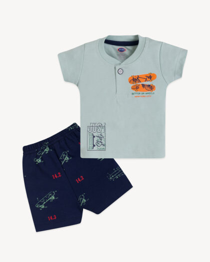 Bike & Skateboard Printed Baby Boys Cotton Half Sleeve Set