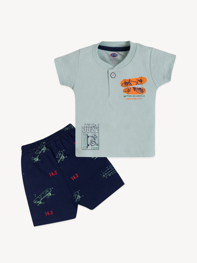 Bike & Skateboard Printed Baby Boys Cotton Half Sleeve Set