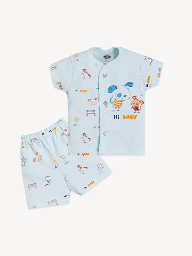 Hi Baby Cotton Suit – Puppy Print T-Shirt and Shorts Combo - Image 2