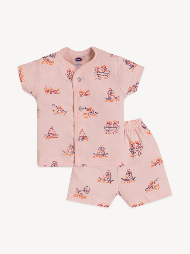 Sailing Boat Print Cotton Baby Suit – T-Shirt & Shorts Set