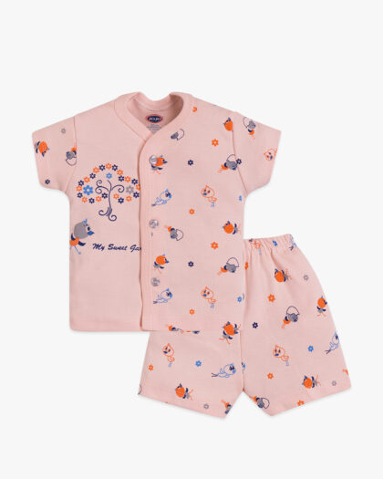 My Sweet Garden Baby Cotton Suit – Floral Print Tee & Shorts