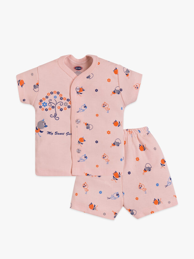 My Sweet Garden Baby Cotton Suit – Floral Print Tee & Shorts