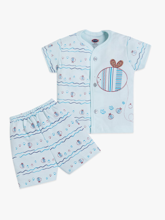 Striped Apple Baby Cotton Suit – Tee and Shorts Set - Image 2