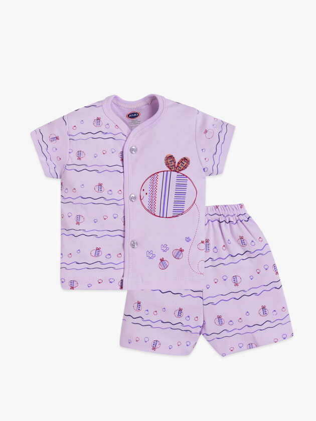 Striped Apple Baby Cotton Suit – Tee and Shorts Set - Image 3