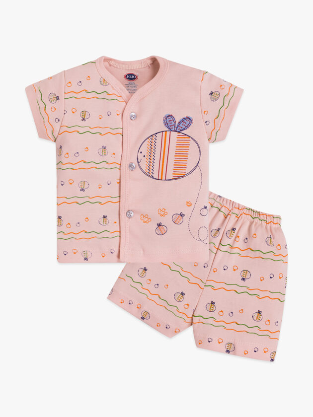 Striped Apple Baby Cotton Suit – Tee and Shorts Set