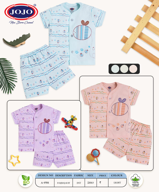 Striped Apple Baby Cotton Suit – Tee and Shorts Set - Image 5