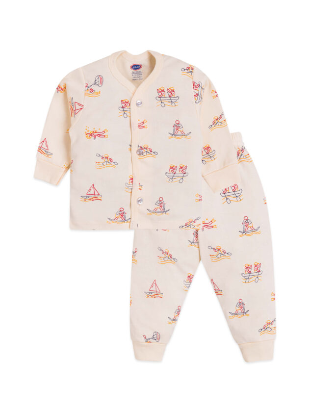 Casual Cotton Suit Set with Boat Patterns - Image 4