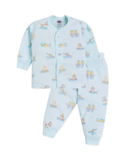 Casual Cotton Suit Set with Boat Patterns