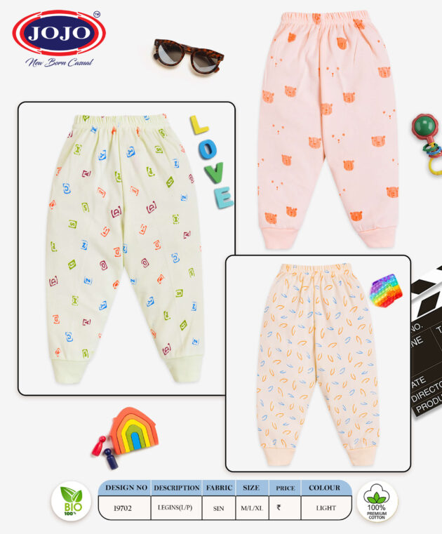 Cotton Leggings with Bear Prints and Abstract Patterns - Image 4
