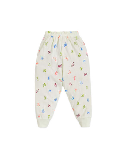 Cotton Leggings with Bear Prints and Abstract Patterns