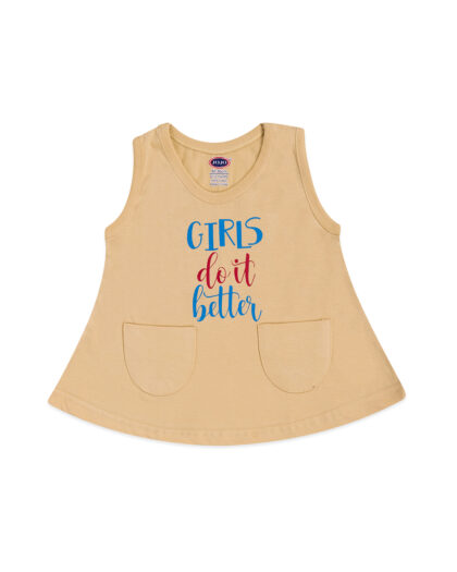 Girls Cotton Pocket Frock - Cute Slogan Prints for Baby Girls