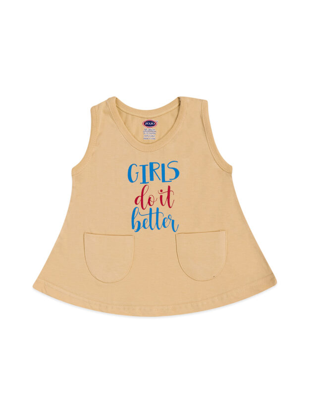Girls Cotton Pocket Frock - Cute Slogan Prints for Baby Girls