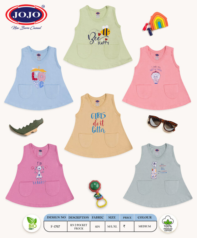 Girls Cotton Pocket Frock - Cute Slogan Prints for Baby Girls - Image 8