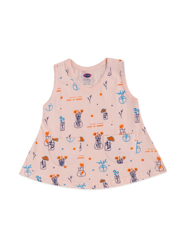 Floral & Animal Print Cotton Frock with Pockets for Baby Girls - Image 3