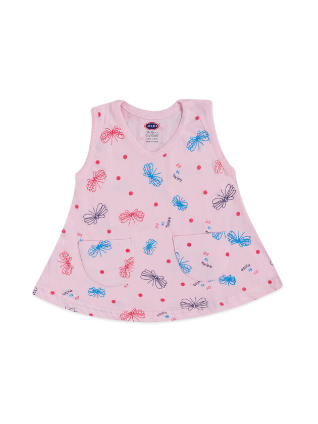Floral & Animal Print Cotton Frock with Pockets for Baby Girls - Image 4