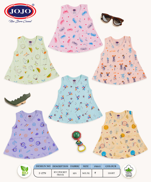 Floral & Animal Print Cotton Frock with Pockets for Baby Girls - Image 8
