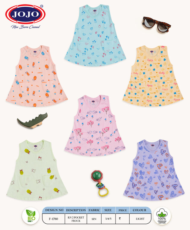 Printed Summer Frock for Baby Girls – Soft Cotton, 2 Front Pockets - Image 8