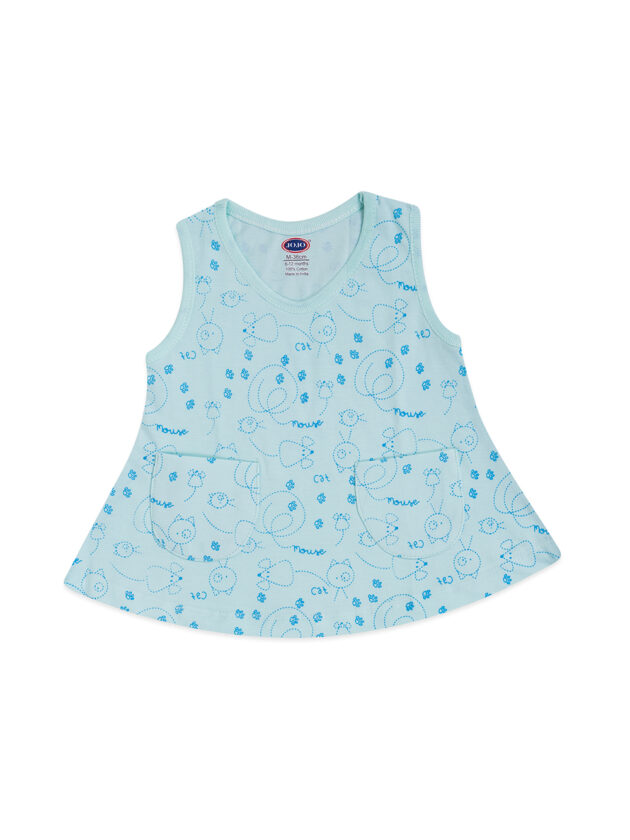 JoJo Cute Cartoon Frock for Girls – Sleeveless Dress with Pockets - Image 2