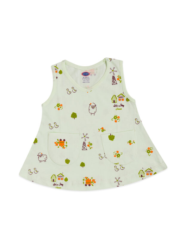 JoJo Cute Cartoon Frock for Girls – Sleeveless Dress with Pockets - Image 3