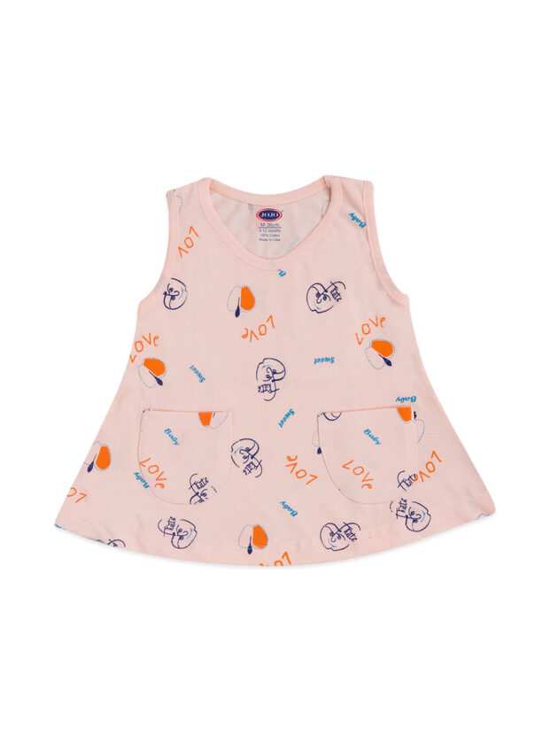 JoJo Cute Cartoon Frock for Girls – Sleeveless Dress with Pockets