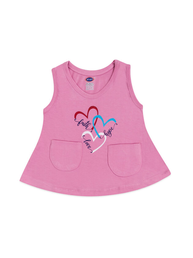 JoJo Cotton Pocket Frock for Girls – Cherry, Heart & Peaches Print - Image 3
