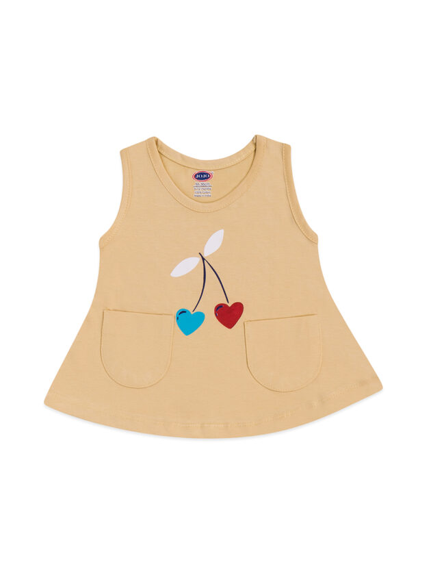 JoJo Cotton Pocket Frock for Girls – Cherry, Heart & Peaches Print - Image 6
