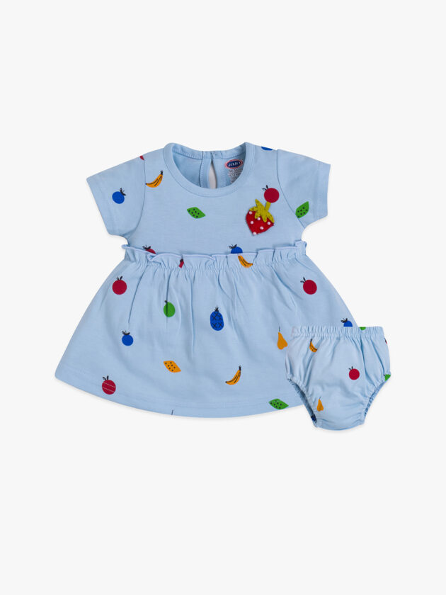 Soft Cotton Baby Girl Frock with Underwear – Fruit Style Outfit - Image 2