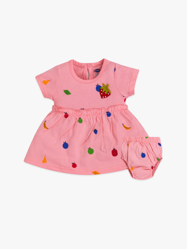 Soft Cotton Baby Girl Frock with Underwear – Fruit Style Outfit