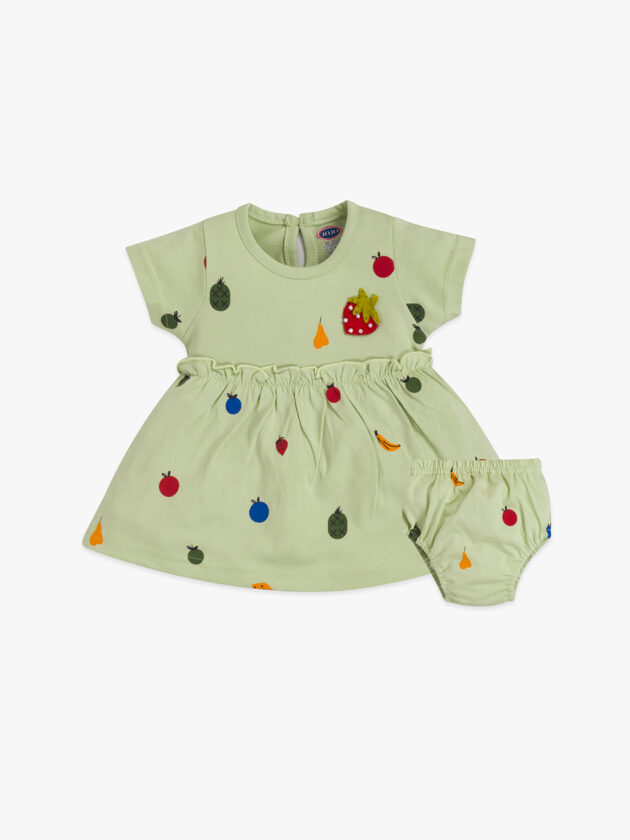 Soft Cotton Baby Girl Frock with Underwear – Fruit Style Outfit - Image 4