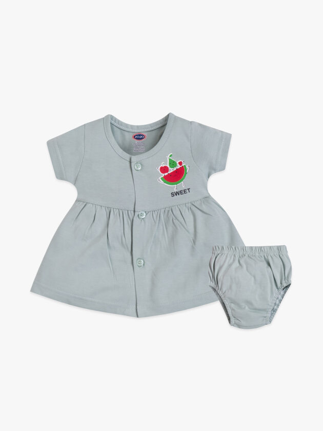 JoJo Cotton Frock for Baby Girl with Bloomer - Sweet Watermelon Print - Image 2