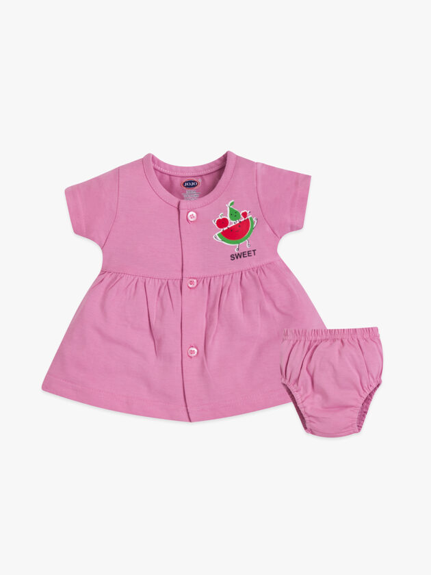 JoJo Cotton Frock for Baby Girl with Bloomer - Sweet Watermelon Print - Image 3