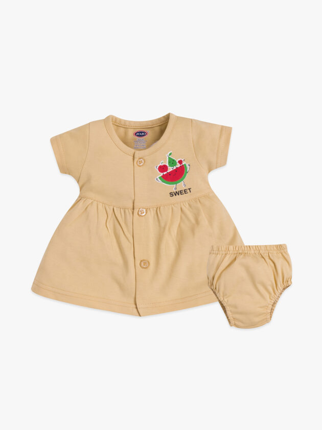 JoJo Cotton Frock for Baby Girl with Bloomer - Sweet Watermelon Print - Image 4