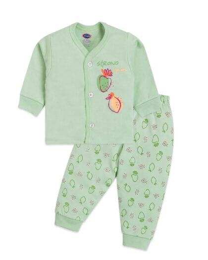 Front Open, Full Sleeve Set with Playful Fruit Graphics