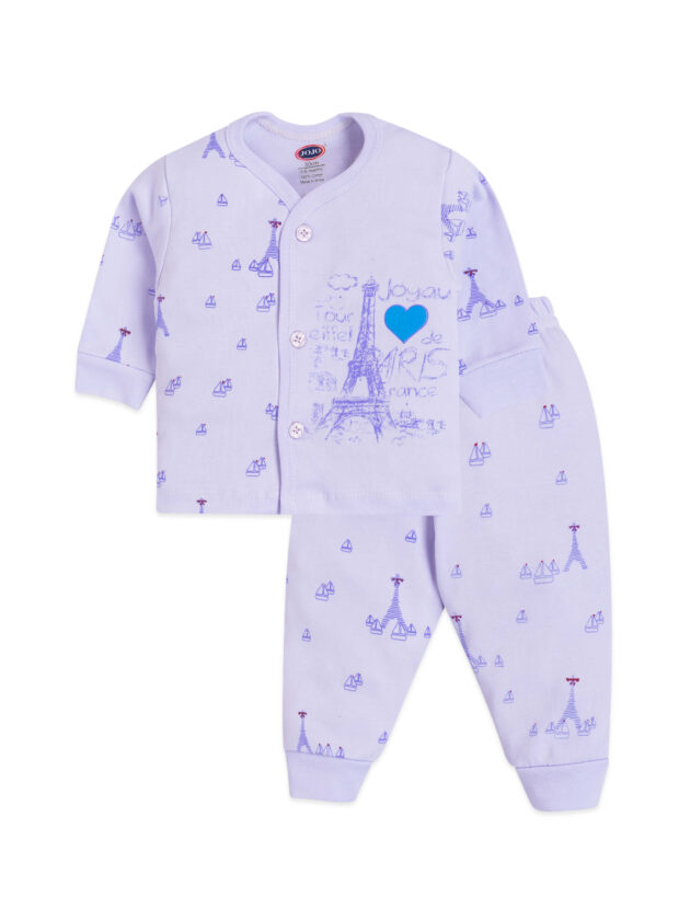 New Born Casual Baby Suit Set with Eiffel Tower Design