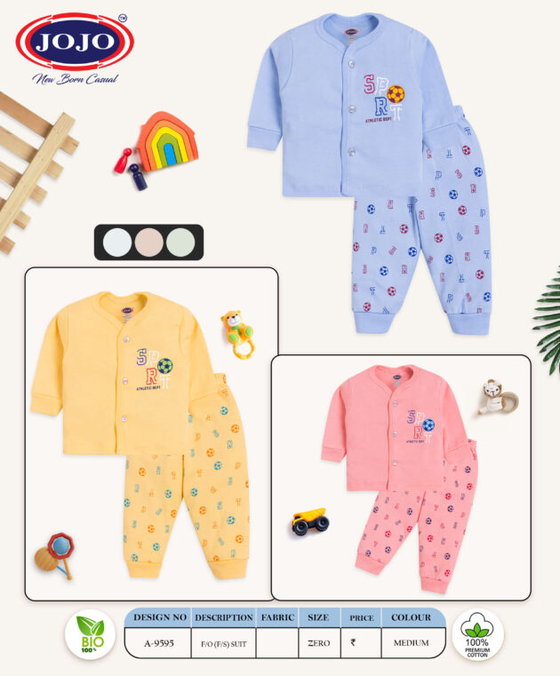 New Born Casual Full Open (Full Sleeve) Suit with Football and Alphabet Pattern - Image 5